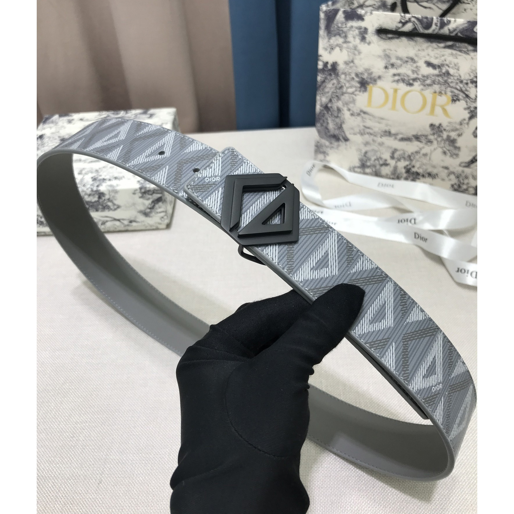 Dior CD Diamond Print  40mm Reversible Belt  - DesignerGu