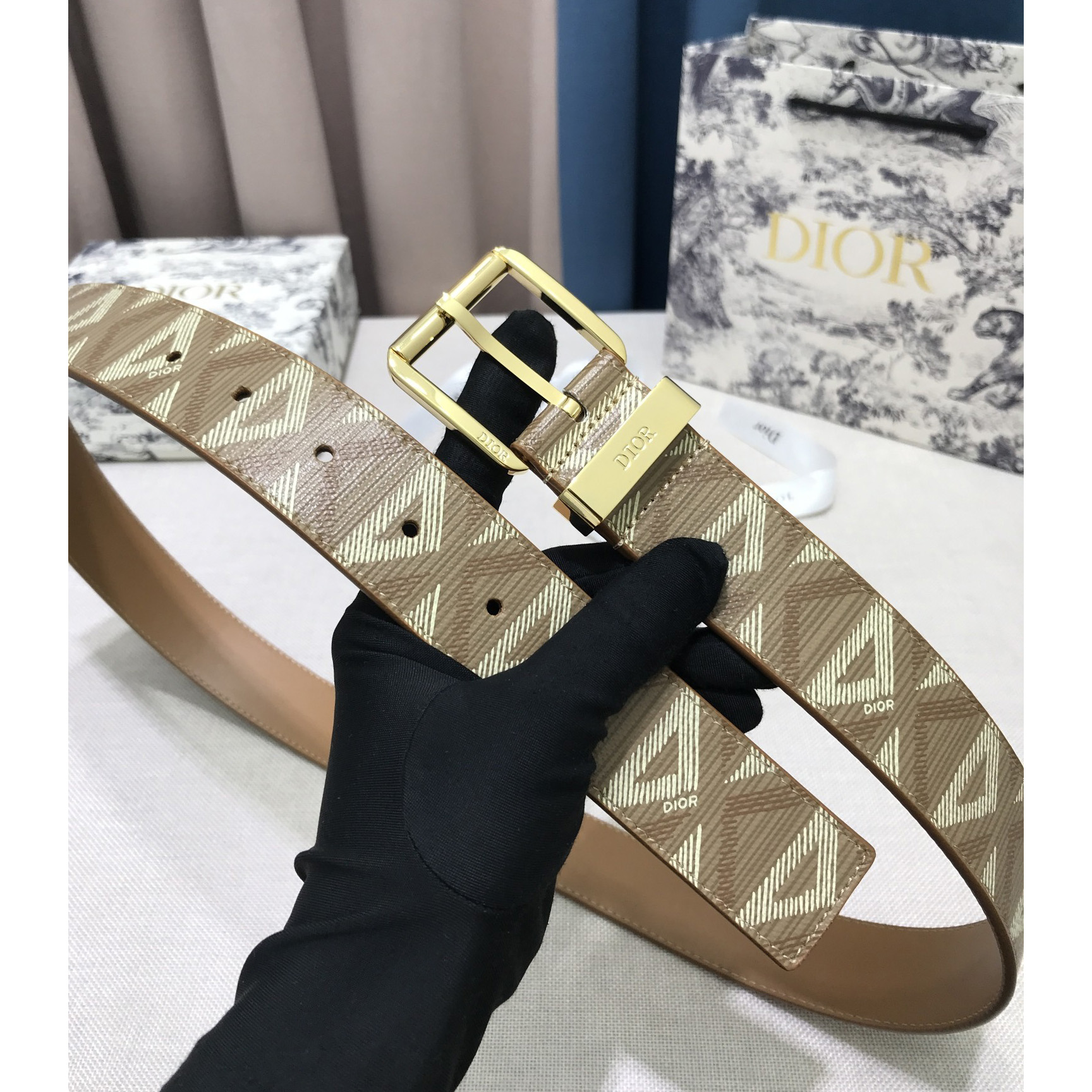 Dior CD Diamond Print  35mm Belt  - DesignerGu