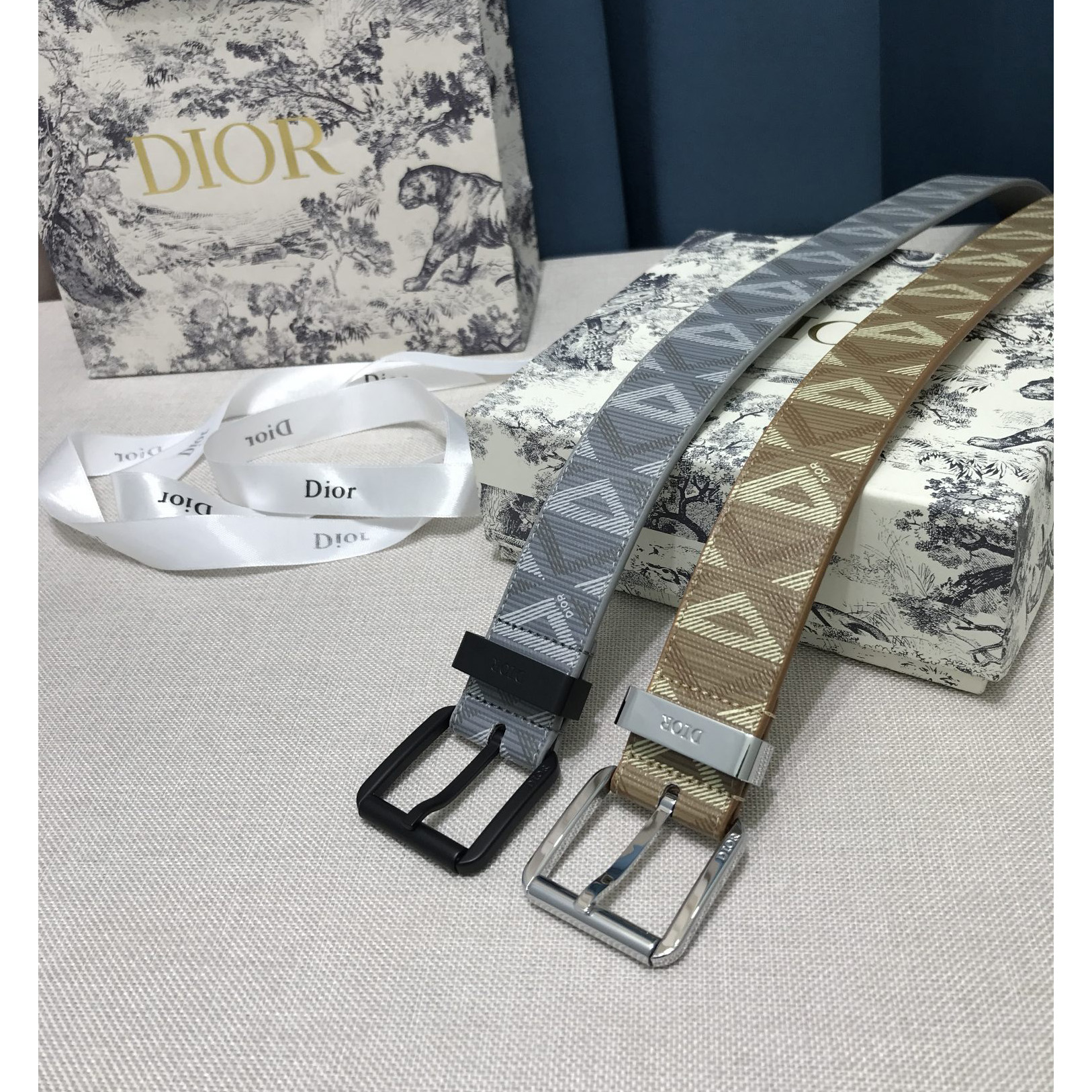 Dior CD Diamond Print  40mm Belt  - DesignerGu