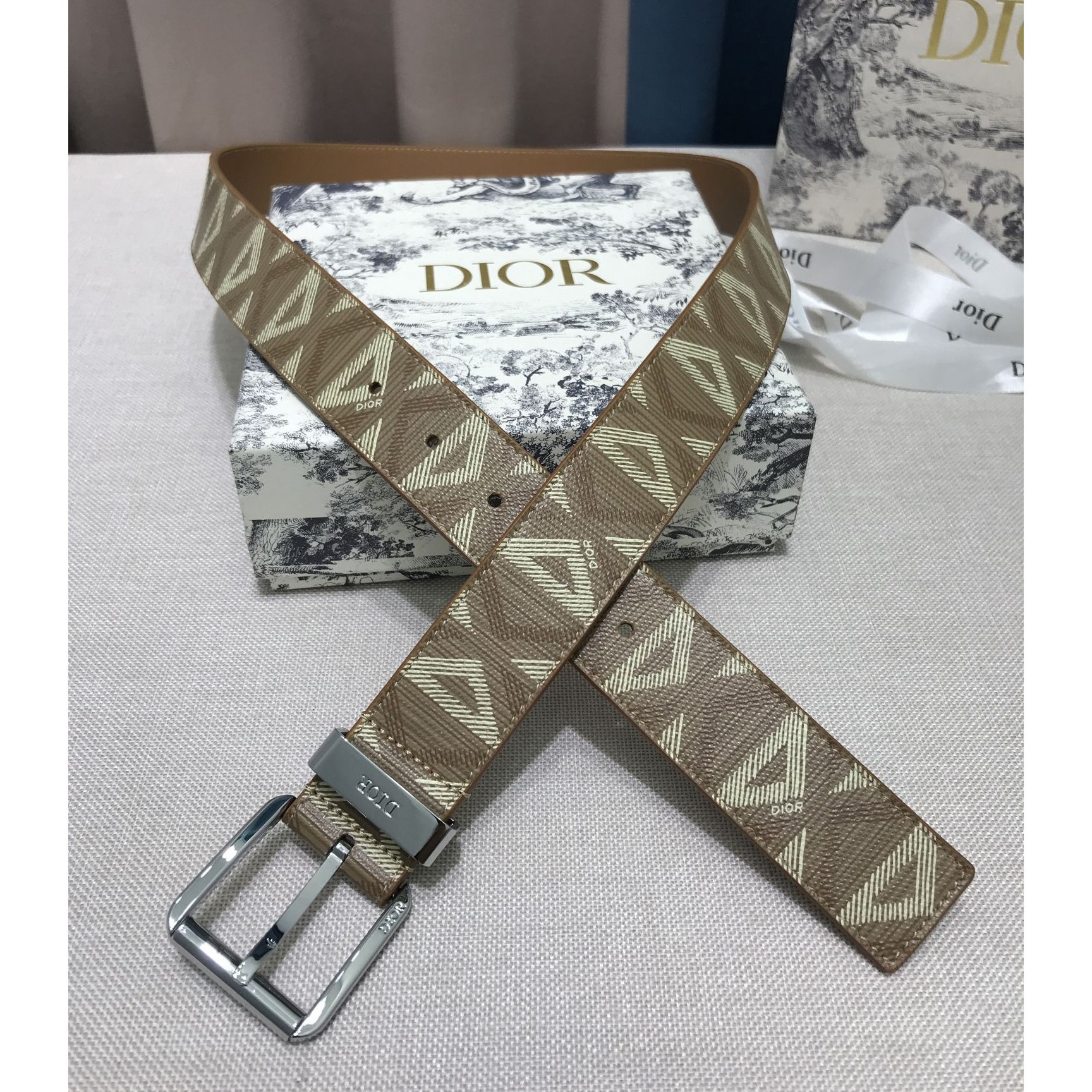 Dior CD Diamond Print  40mm Belt  - DesignerGu