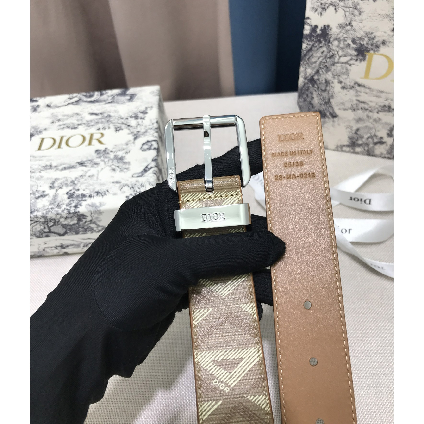 Dior CD Diamond Print  40mm Belt  - DesignerGu