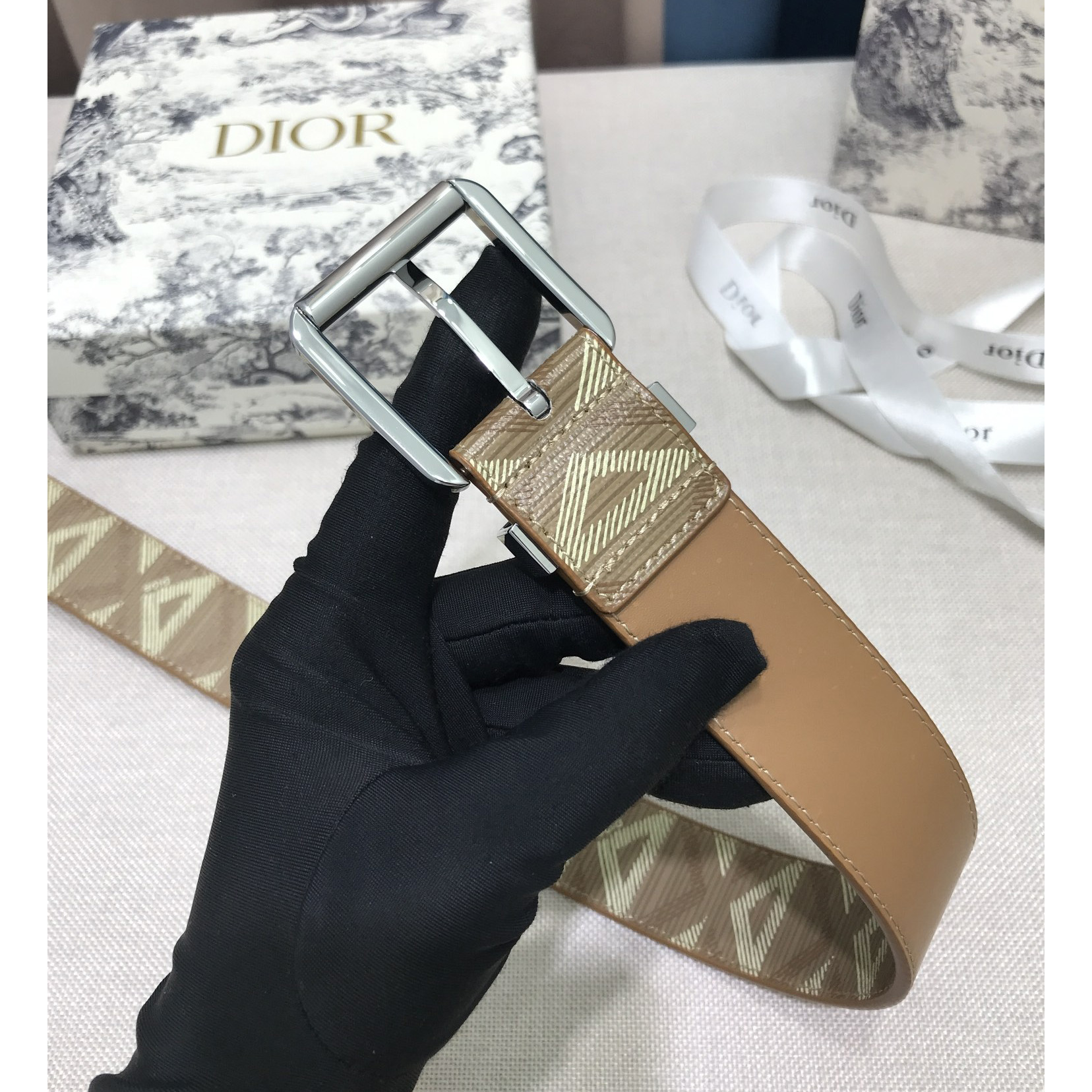 Dior CD Diamond Print  40mm Belt  - DesignerGu