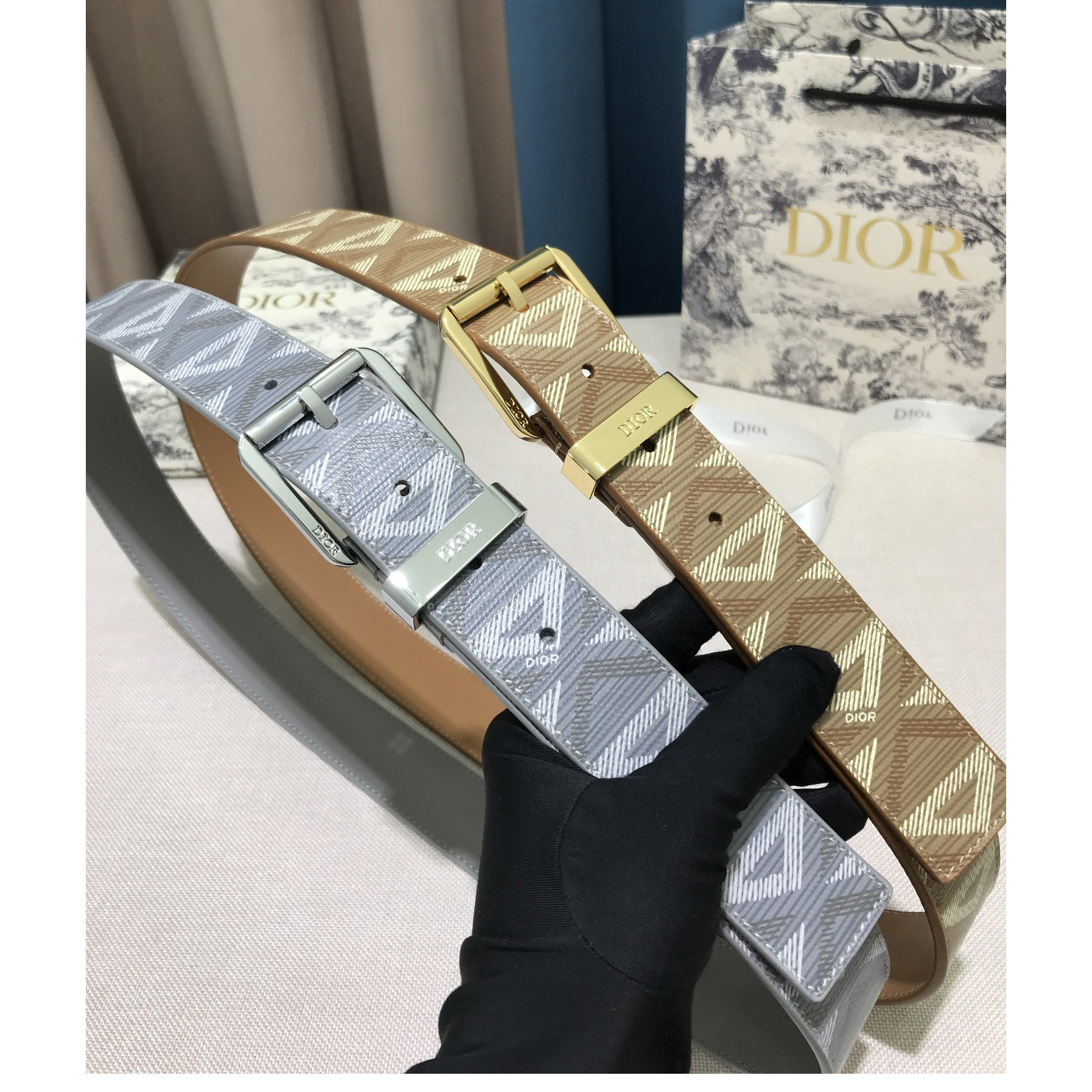 Dior CD Diamond Print  35mm Belt  - DesignerGu