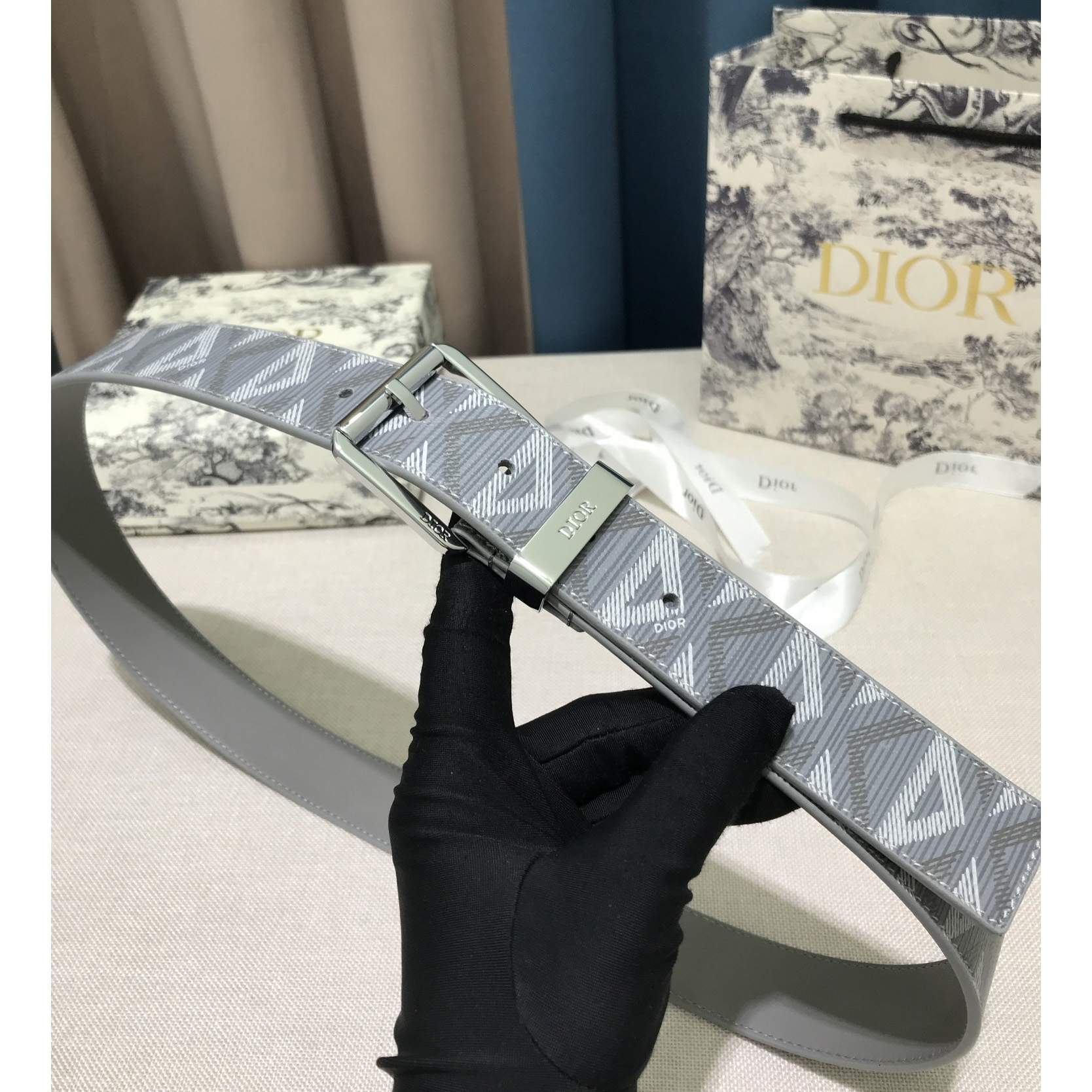 Dior CD Diamond Print  35mm Belt  - DesignerGu