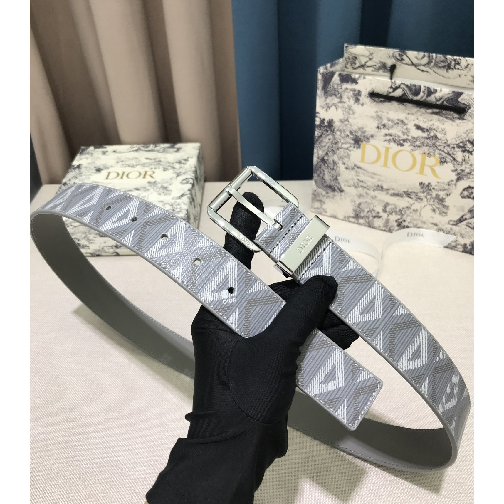 Dior CD Diamond Print  35mm Belt  - DesignerGu