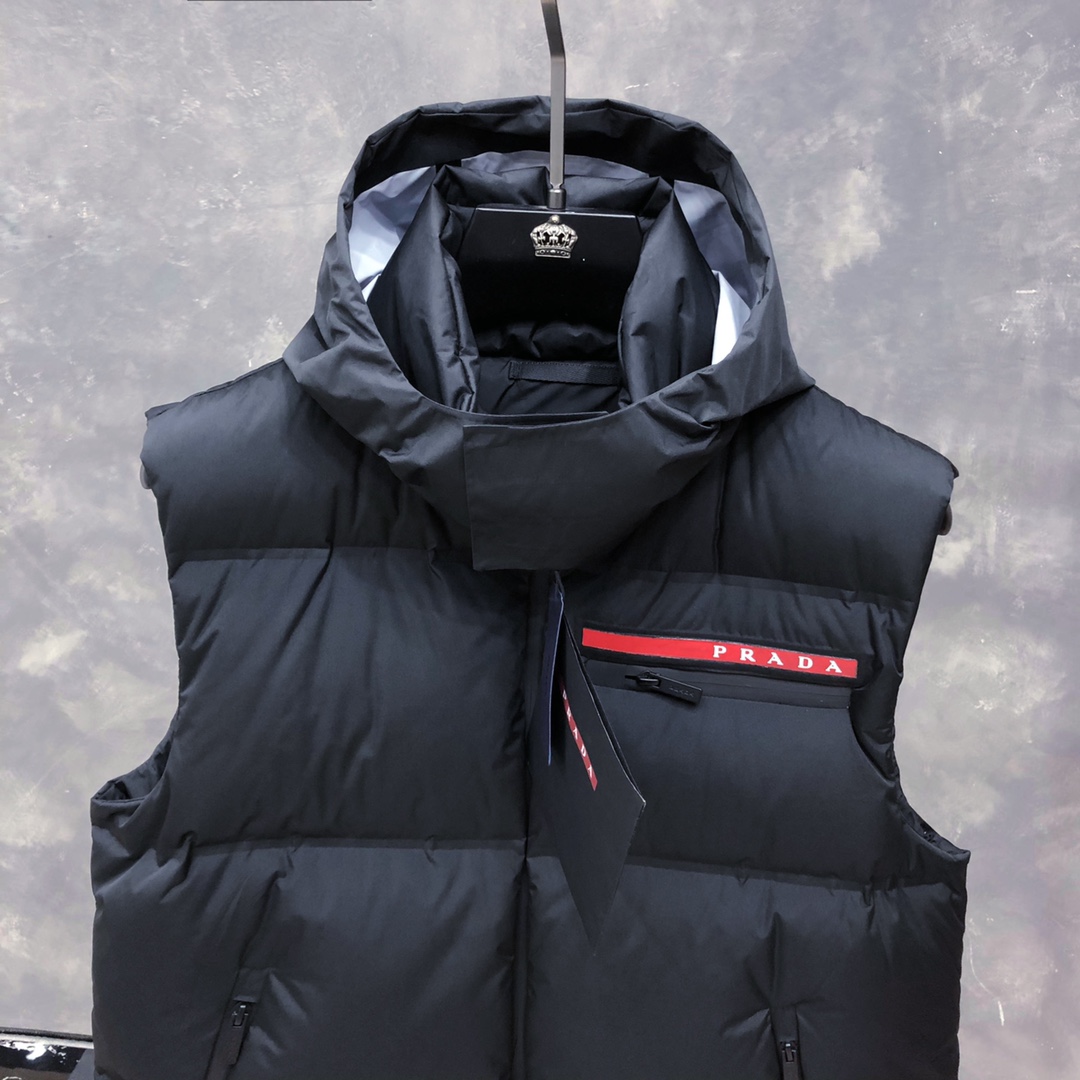 Prada Prada Logo Vest Jacket In Black - DesignerGu