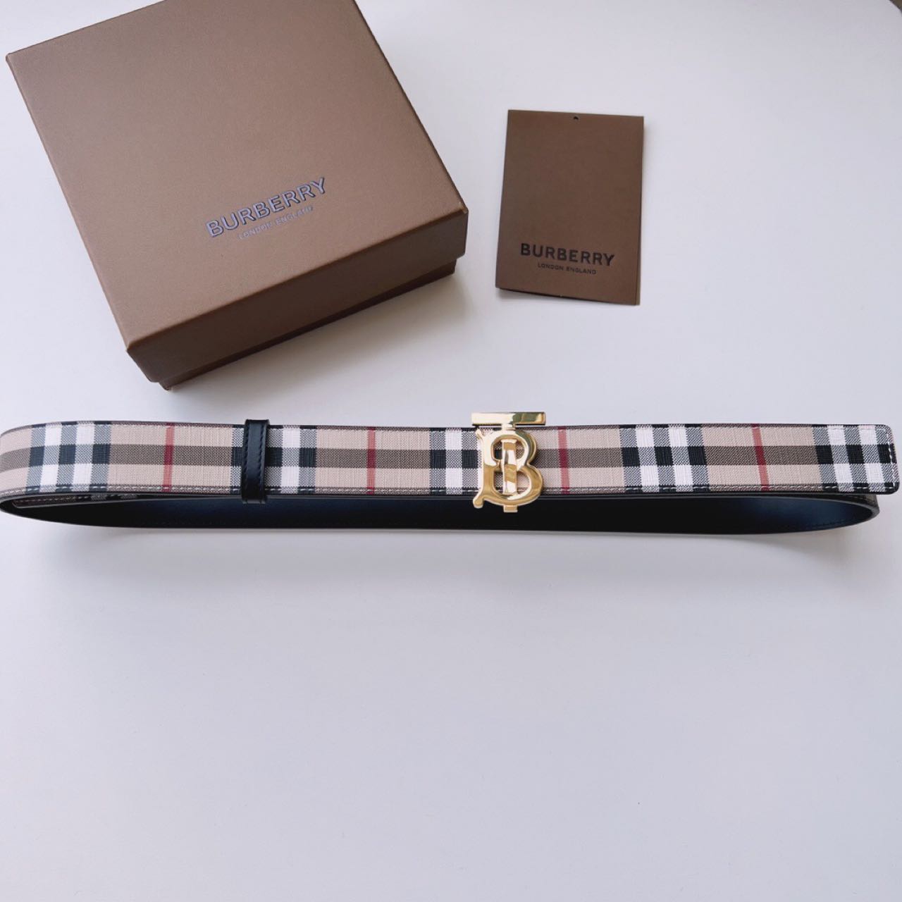 Burberry TB Monogram Vintage Check Belt - DesignerGu