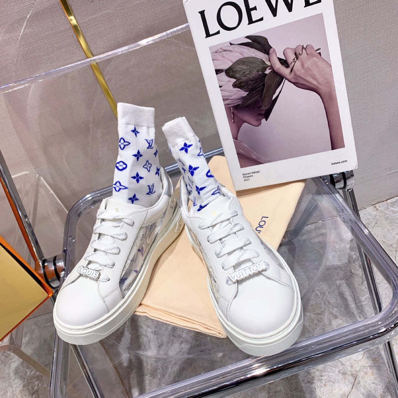 Louis Vuitton Time Out PVC Transparent Logo Sneaker - DesignerGu