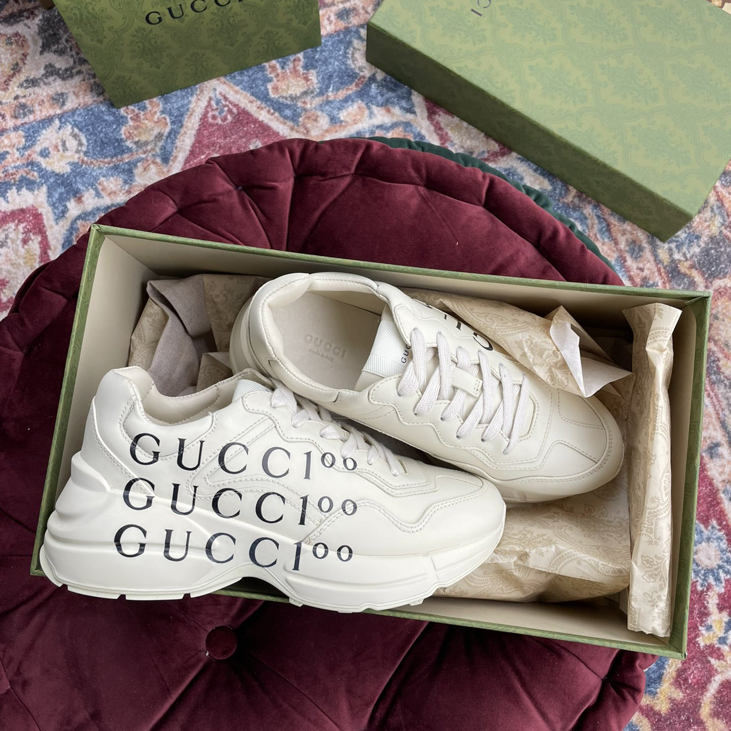 Gucci Men's Rhyton Sneaker In White - DesignerGu