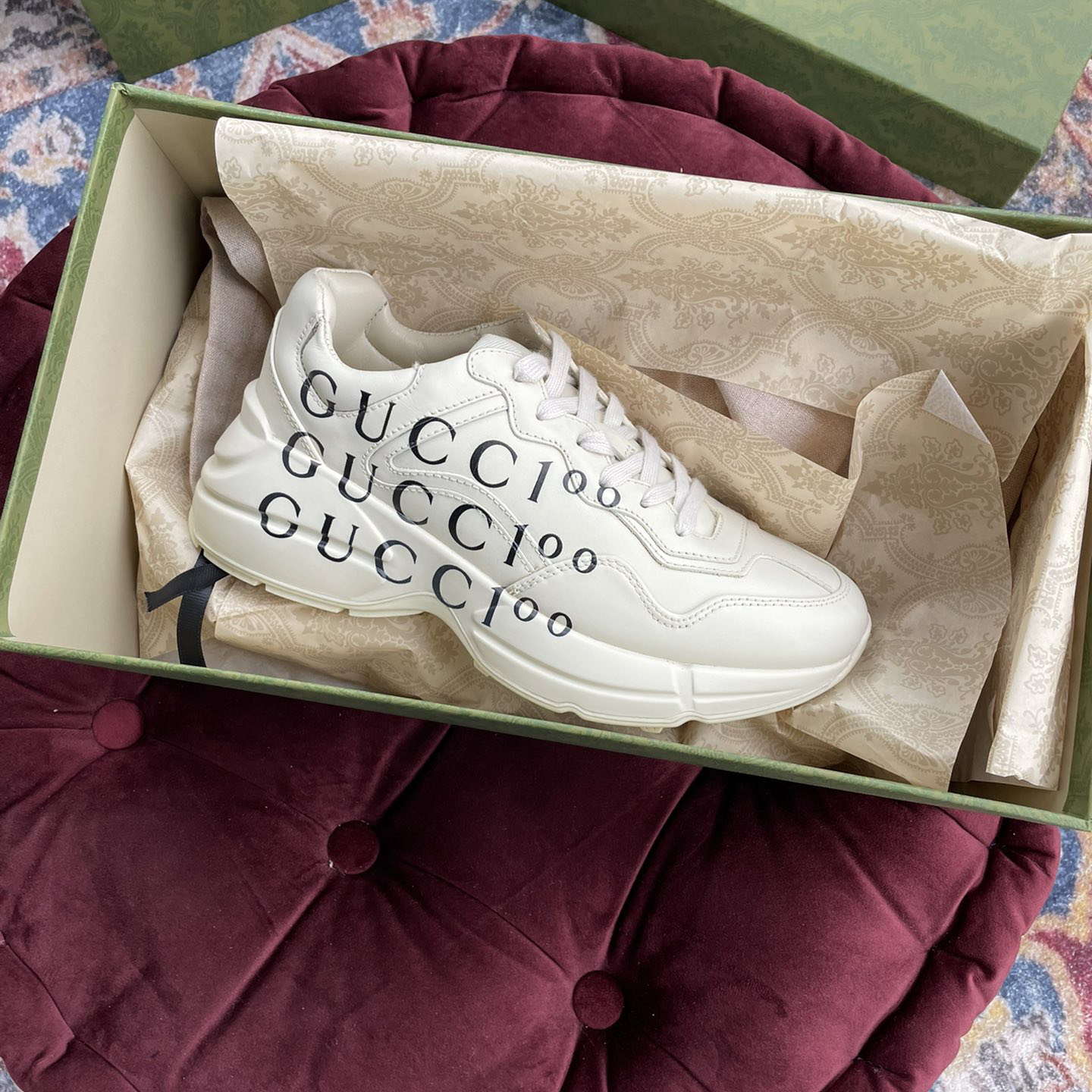 Gucci Men's Rhyton Sneaker In White - DesignerGu