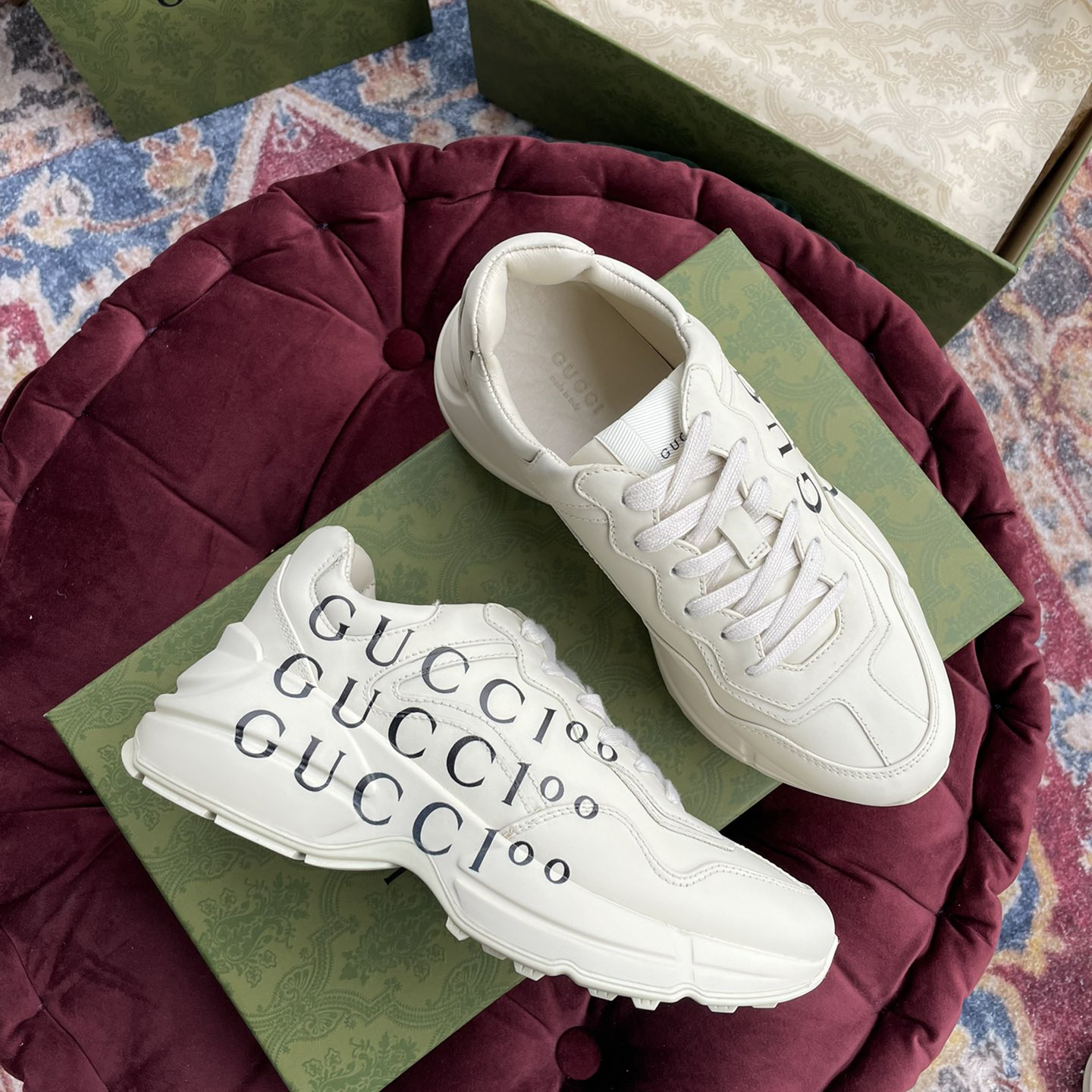 Gucci Men's Rhyton Sneaker In White - DesignerGu