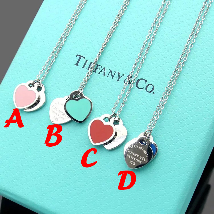 Tiffany&CO Double Heart Tag Pendant  Necklace - DesignerGu