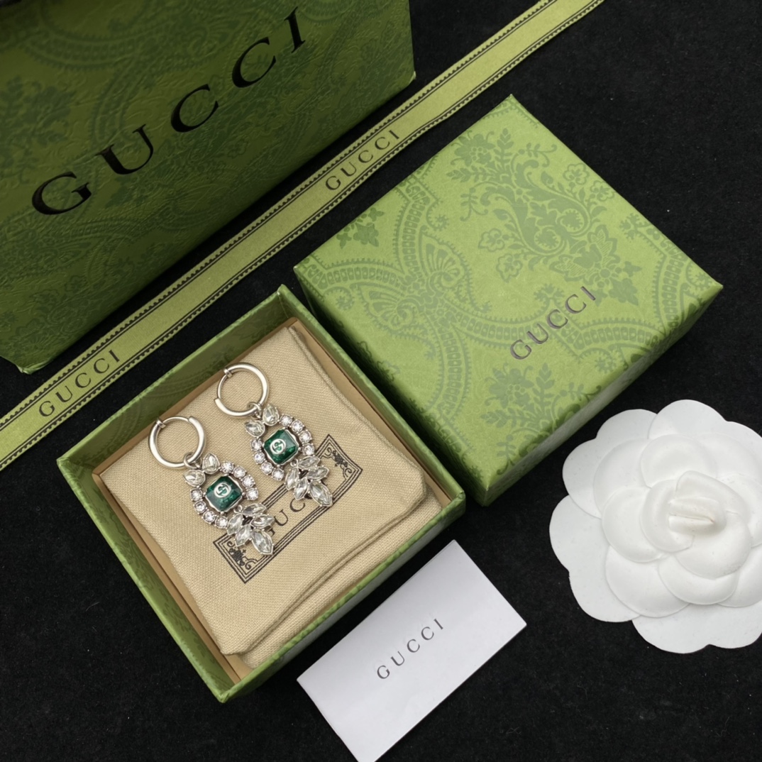 Gucci  Interlocking G Crystal Earrings - DesignerGu