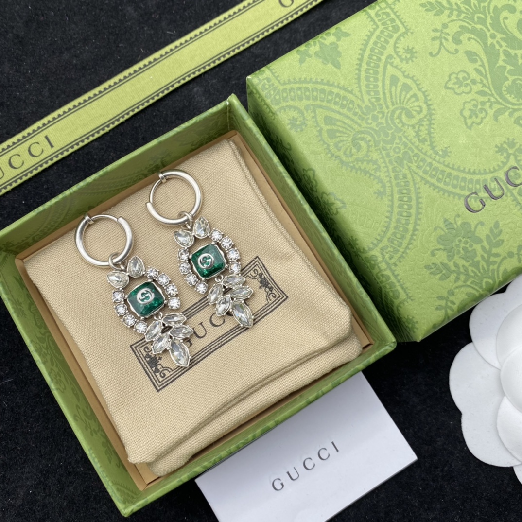 Gucci  Interlocking G Crystal Earrings - DesignerGu