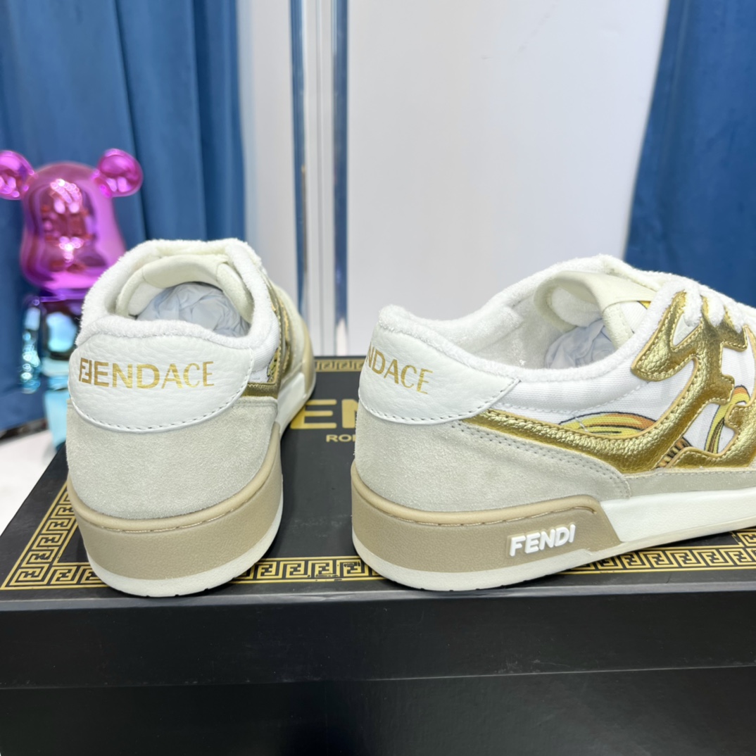 Fendi Match Fendace Beige Suede Low-Tops Sneaker - DesignerGu