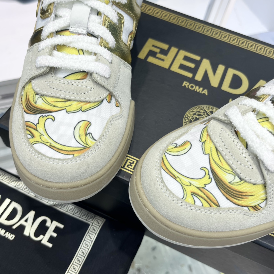 Fendi Match Fendace Beige Suede Low-Tops Sneaker - DesignerGu