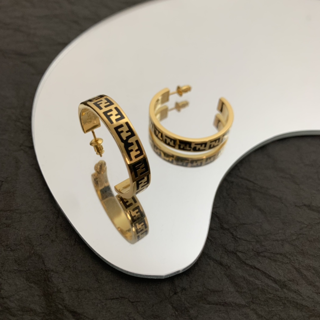 Fendi Forever Fendi Gold-Coloured Earrings - DesignerGu