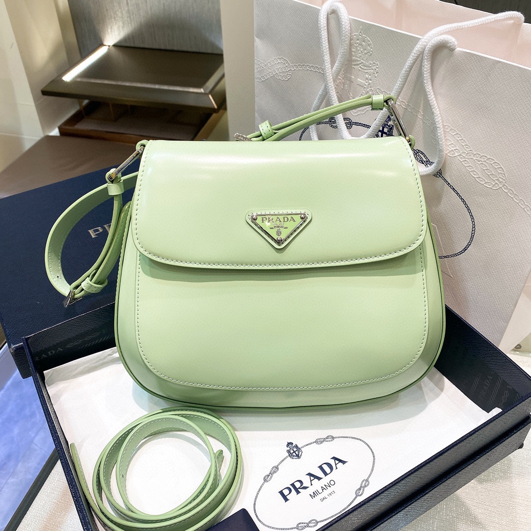 Prada Cleo Brushed Leather Shoulder Bag In Green(24-19-6cm)   1BD303 - DesignerGu