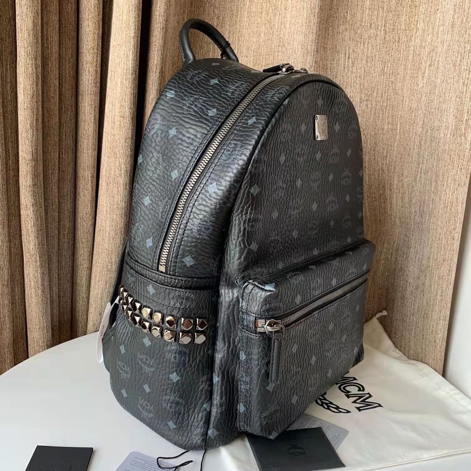 MCM Leather Black Backpack（41-33-15cm） - DesignerGu