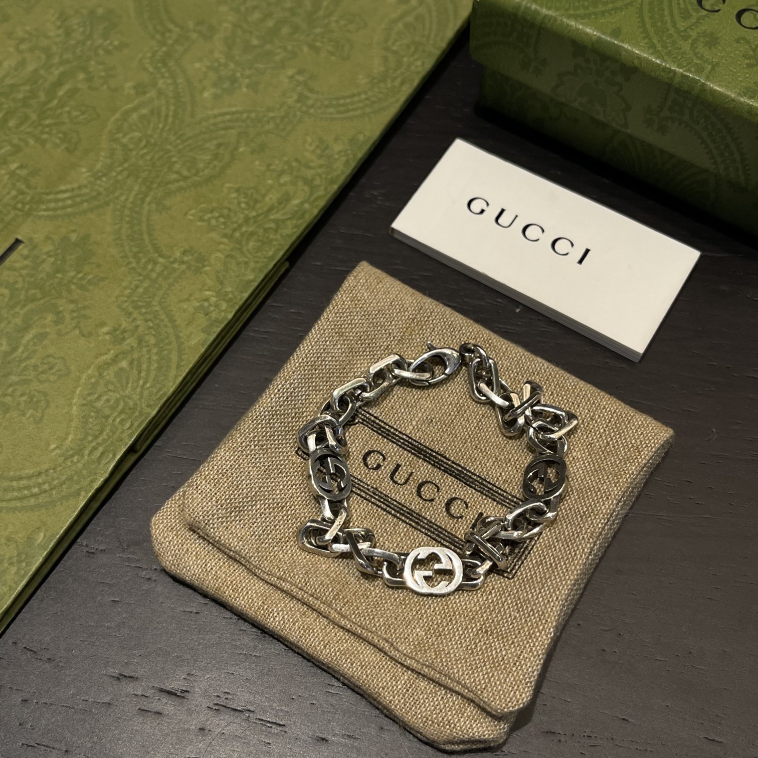 Gucci Silver Bracelet With Interlocking G - DesignerGu