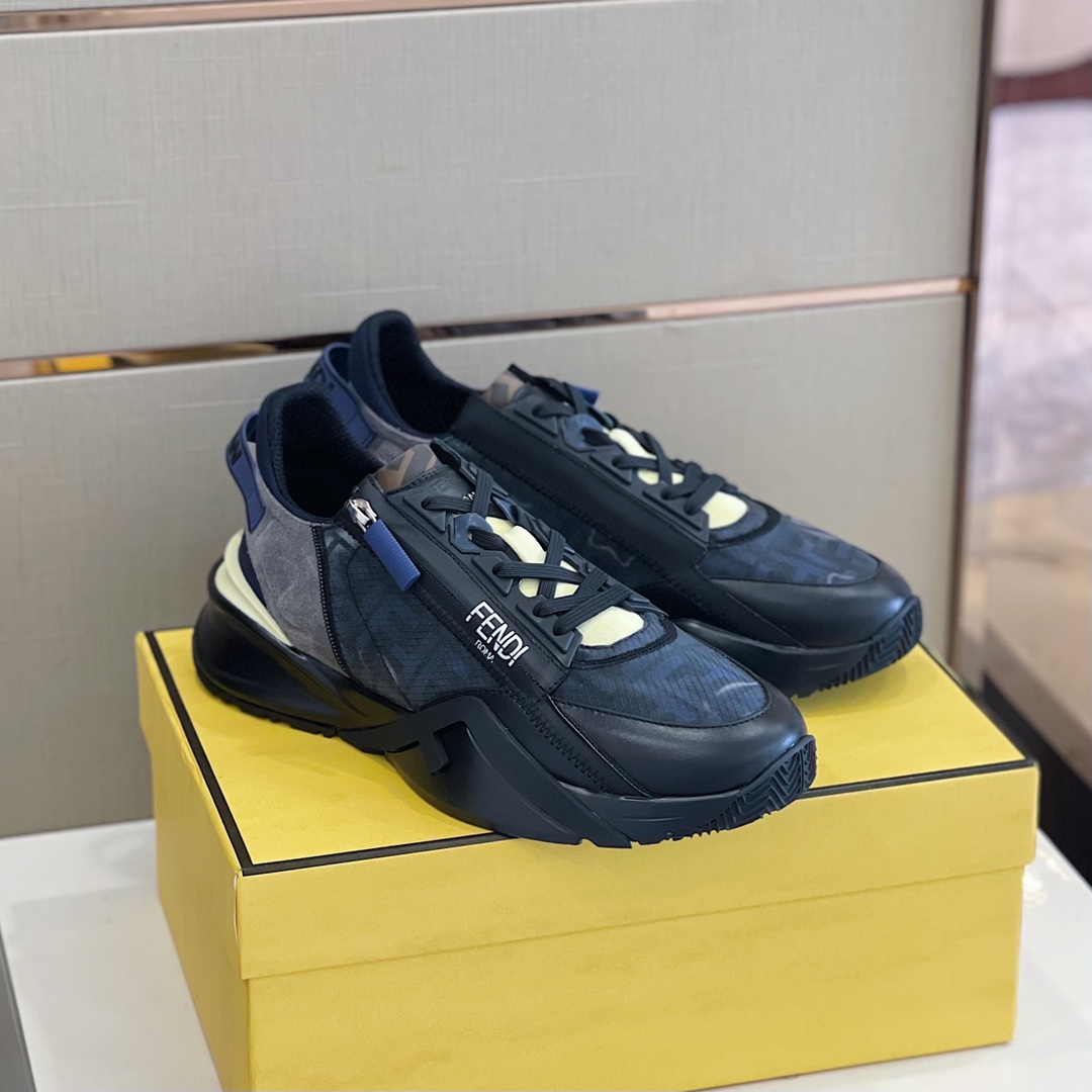 Fendi Flow Black Running Sneakers - DesignerGu