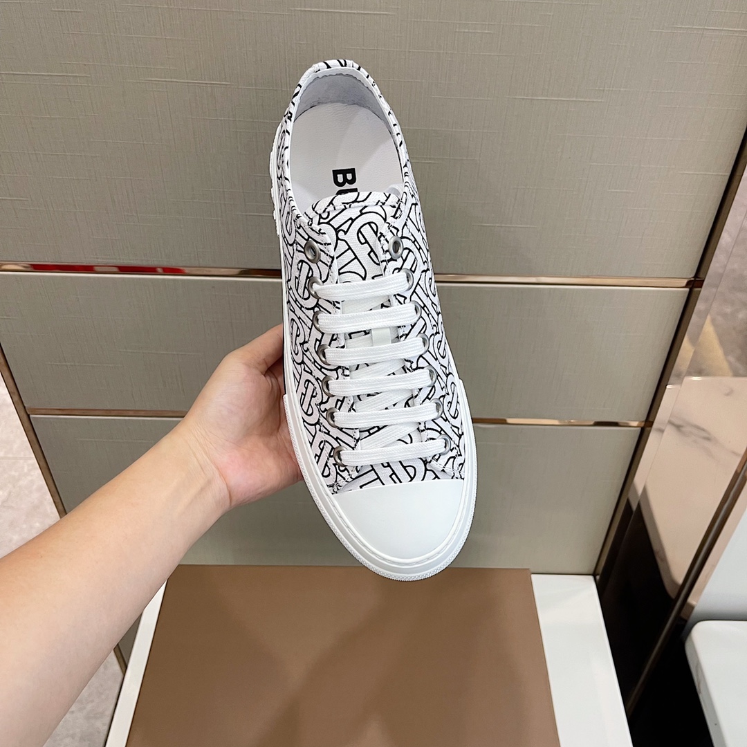 Burberry Monogram Print Cotton Sneakers - DesignerGu