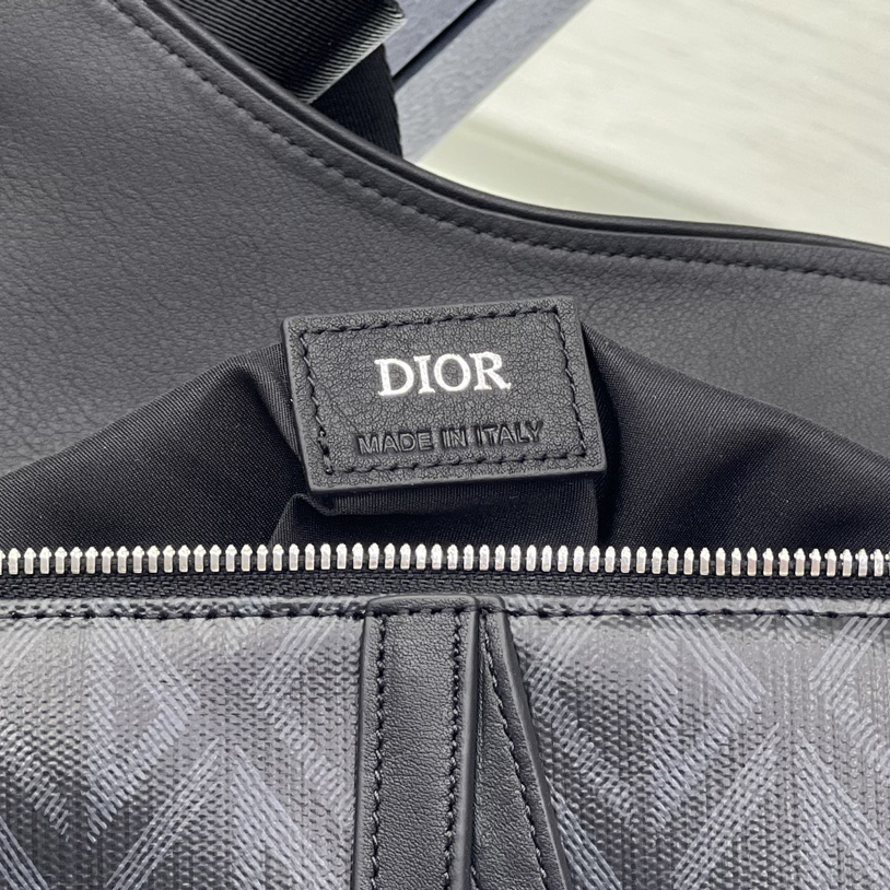 Dior Black CD Diamond Canvas And Smooth Calfskin Saddle Bag(26-19-4.5cm) 1ADPO093 - DesignerGu