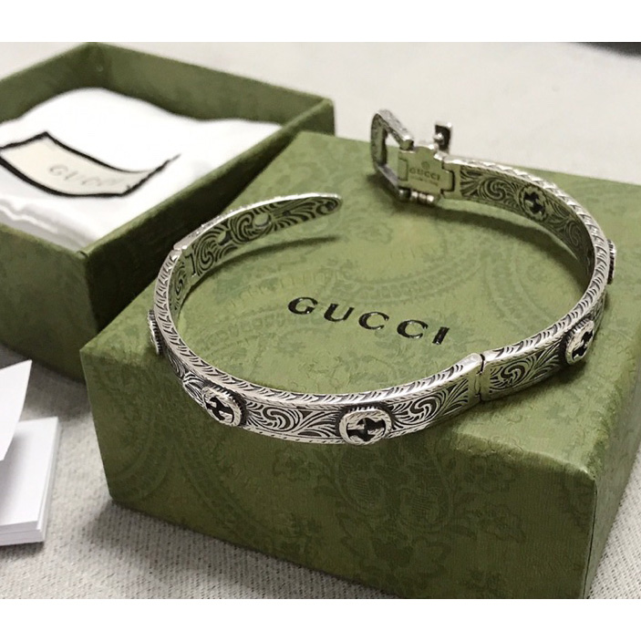 Gucci Silver Bracelet With Interlocking G - DesignerGu