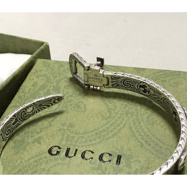 Gucci Silver Bracelet With Interlocking G - DesignerGu