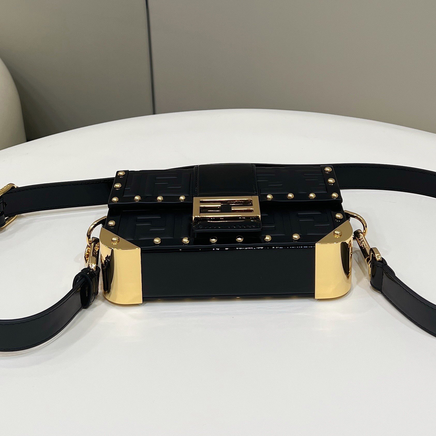 Fendi Baguette Trunk Mini Black Leather Bag(18.5-11.5-5cm) - DesignerGu