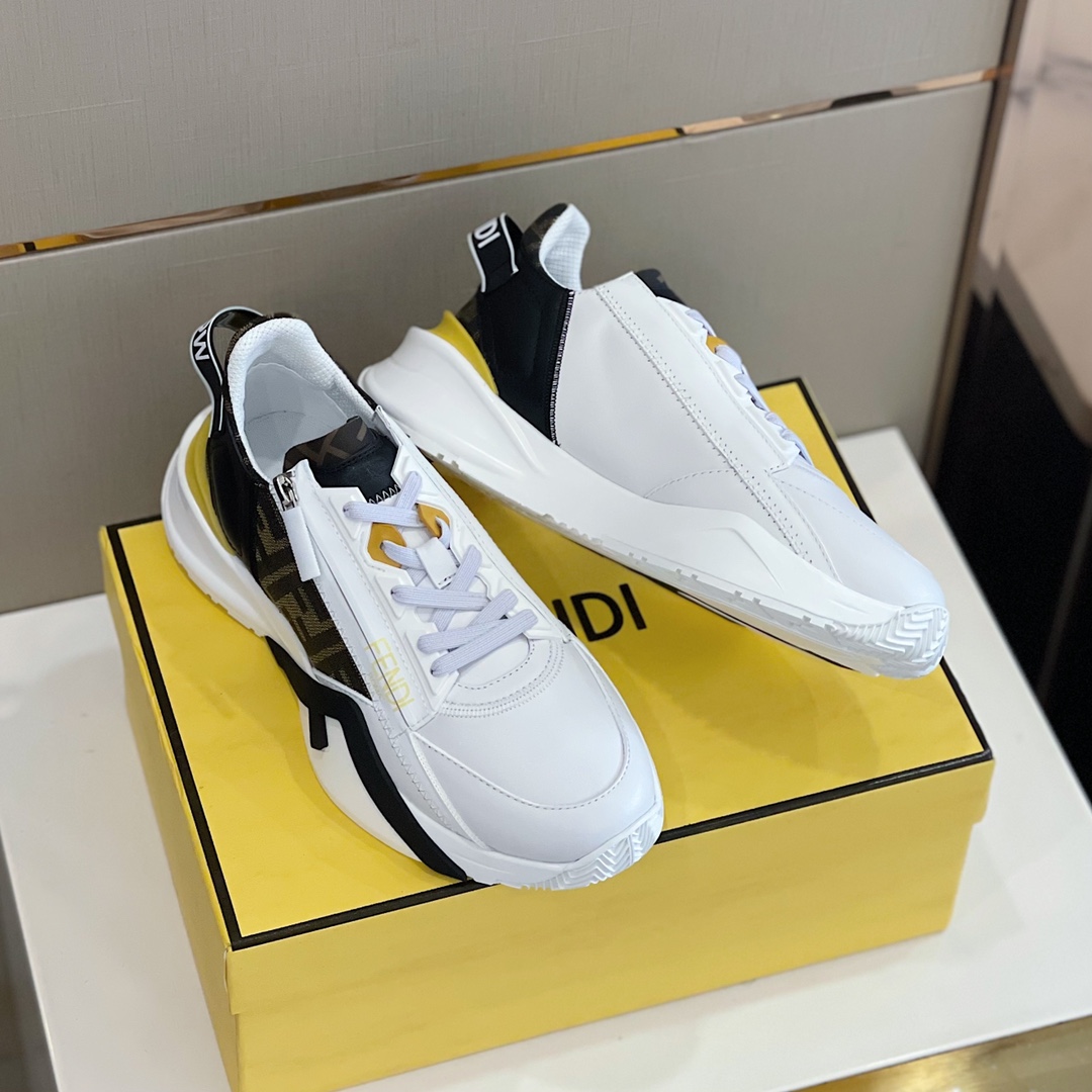 Fendi Flow White Leather Low-Tops Sneakers - DesignerGu