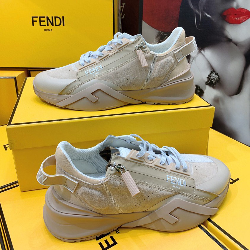 Fendi Flow Beige Suede Low-Tops Sneakers - DesignerGu