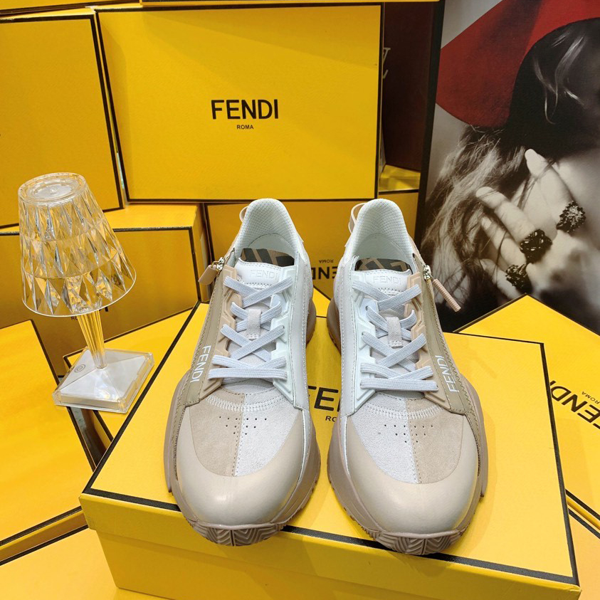 Fendi Flow Beige Suede Low-Tops Sneakers - DesignerGu