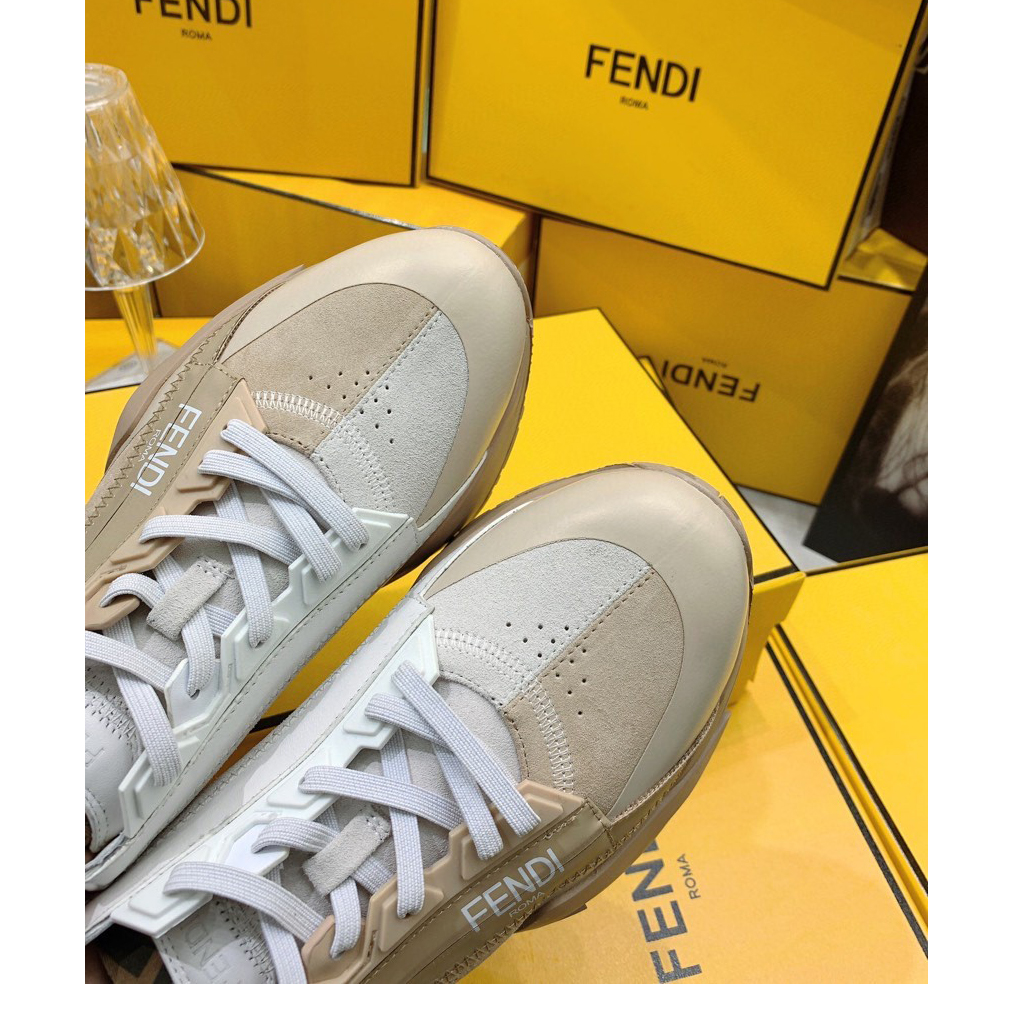 Fendi Flow Beige Suede Low-Tops Sneakers - DesignerGu