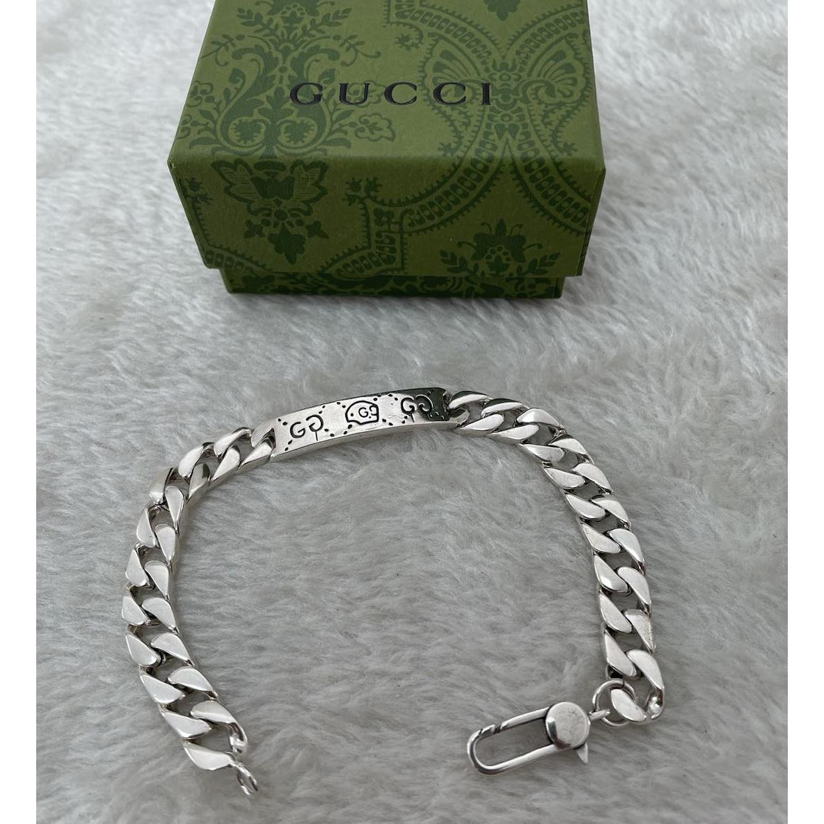 Gucci Ghost Chain Bracelet In Silver - DesignerGu