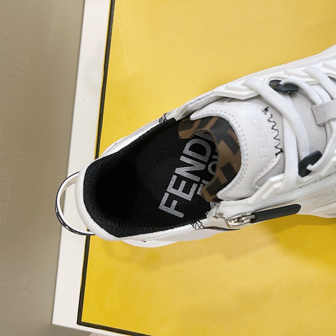 Fendi Flow White Nylon And Suede Low-Tops Sneakers - DesignerGu