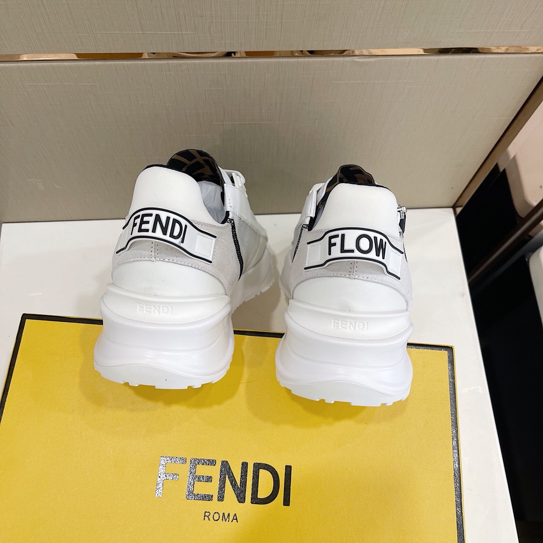 Fendi Flow White Nylon And Suede Low-Tops Sneakers - DesignerGu