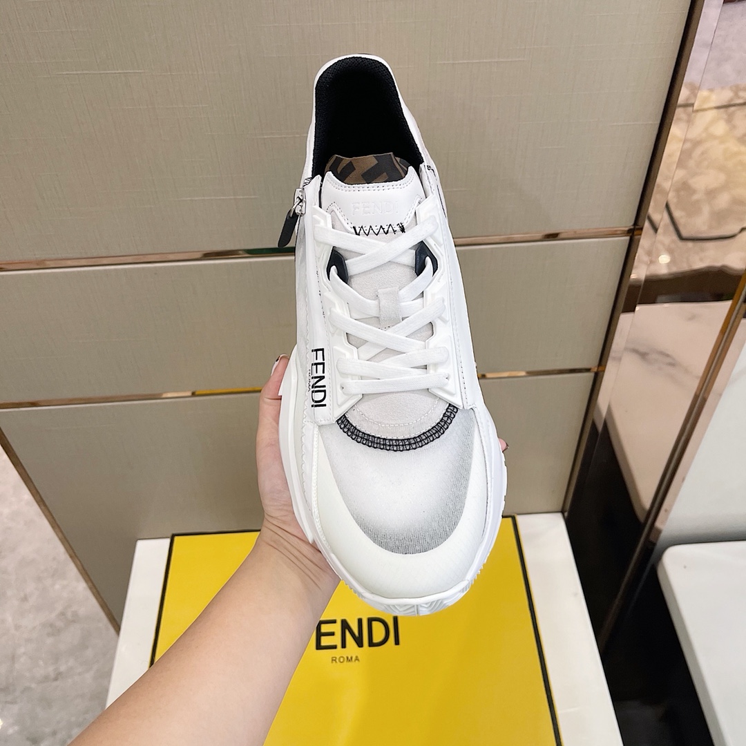 Fendi Flow White Nylon And Suede Low-Tops Sneakers - DesignerGu