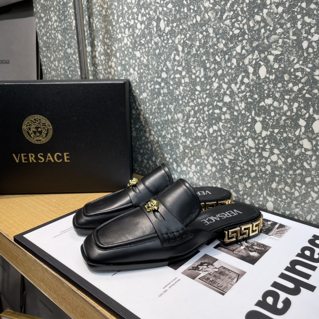 Versace La Medusa Loafer Mules - DesignerGu