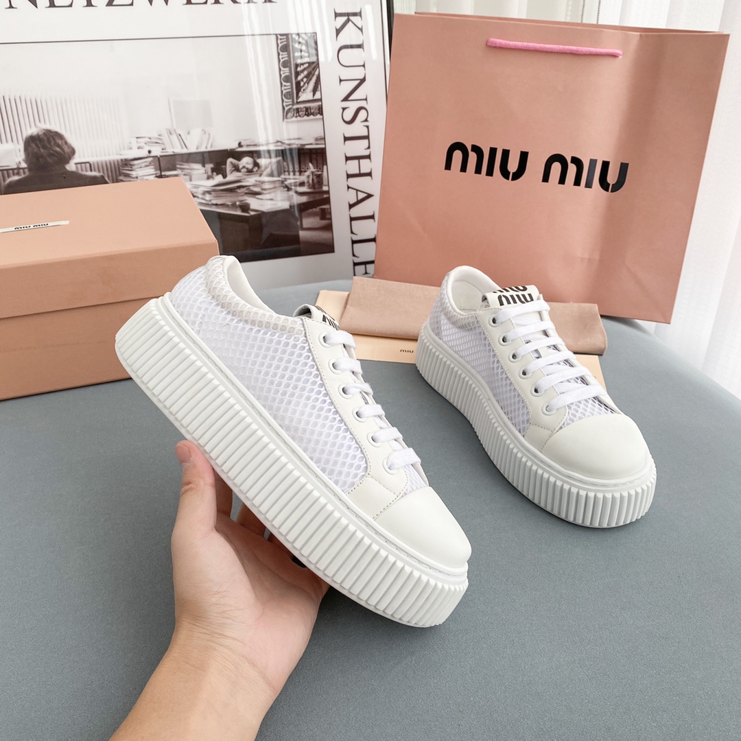 Miu Miu Mesh Flatform Sneakers - DesignerGu