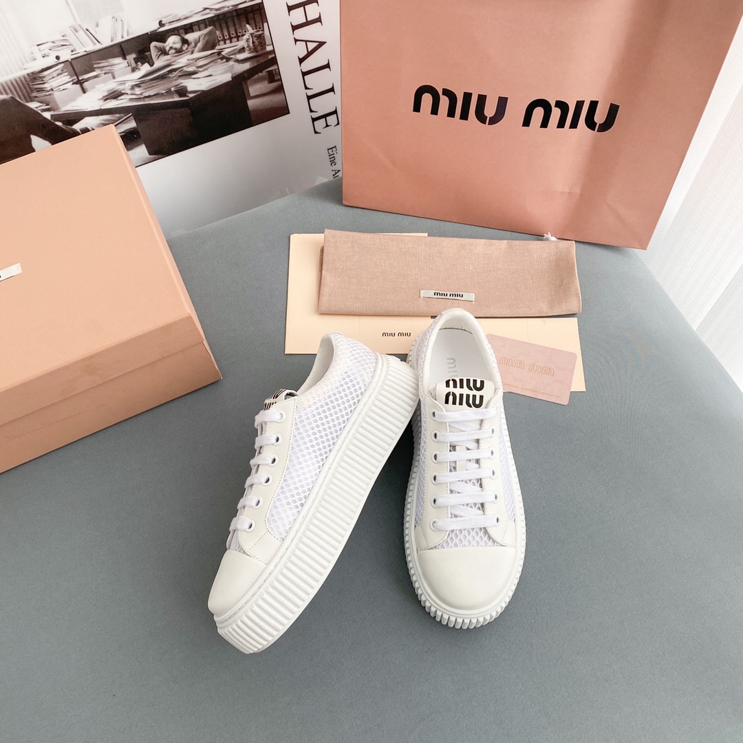 Miu Miu Mesh Flatform Sneakers - DesignerGu