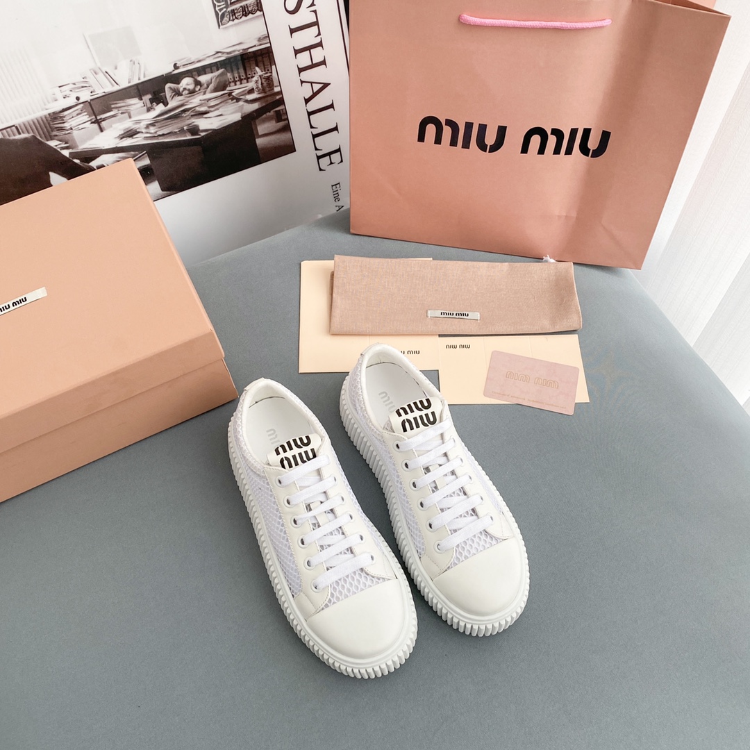 Miu Miu Mesh Flatform Sneakers - DesignerGu