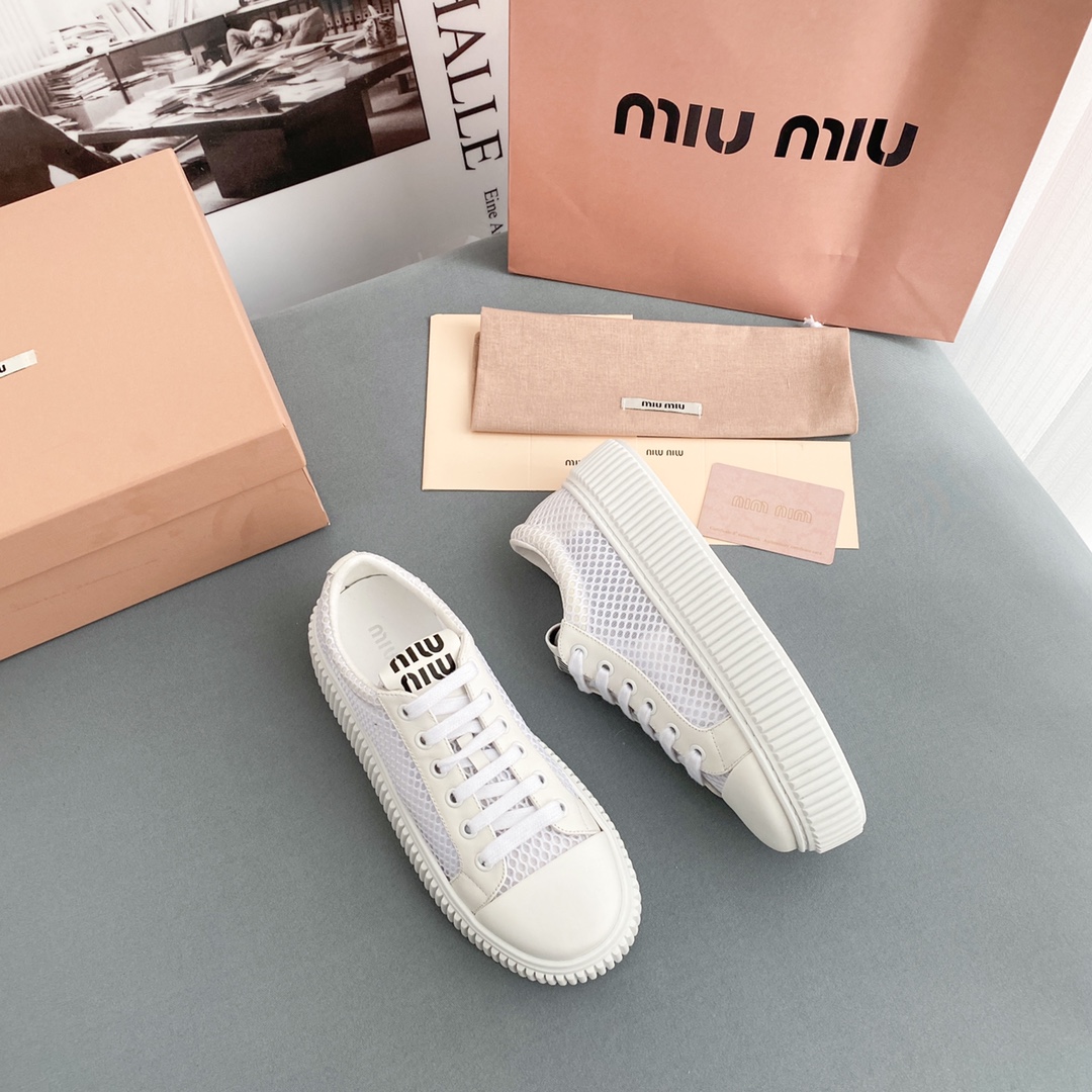 Miu Miu Mesh Flatform Sneakers - DesignerGu