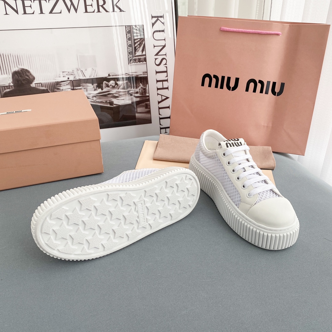 Miu Miu Mesh Flatform Sneakers - DesignerGu