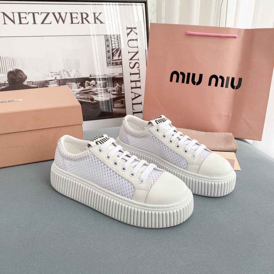 Miu Miu Mesh Flatform Sneakers - DesignerGu