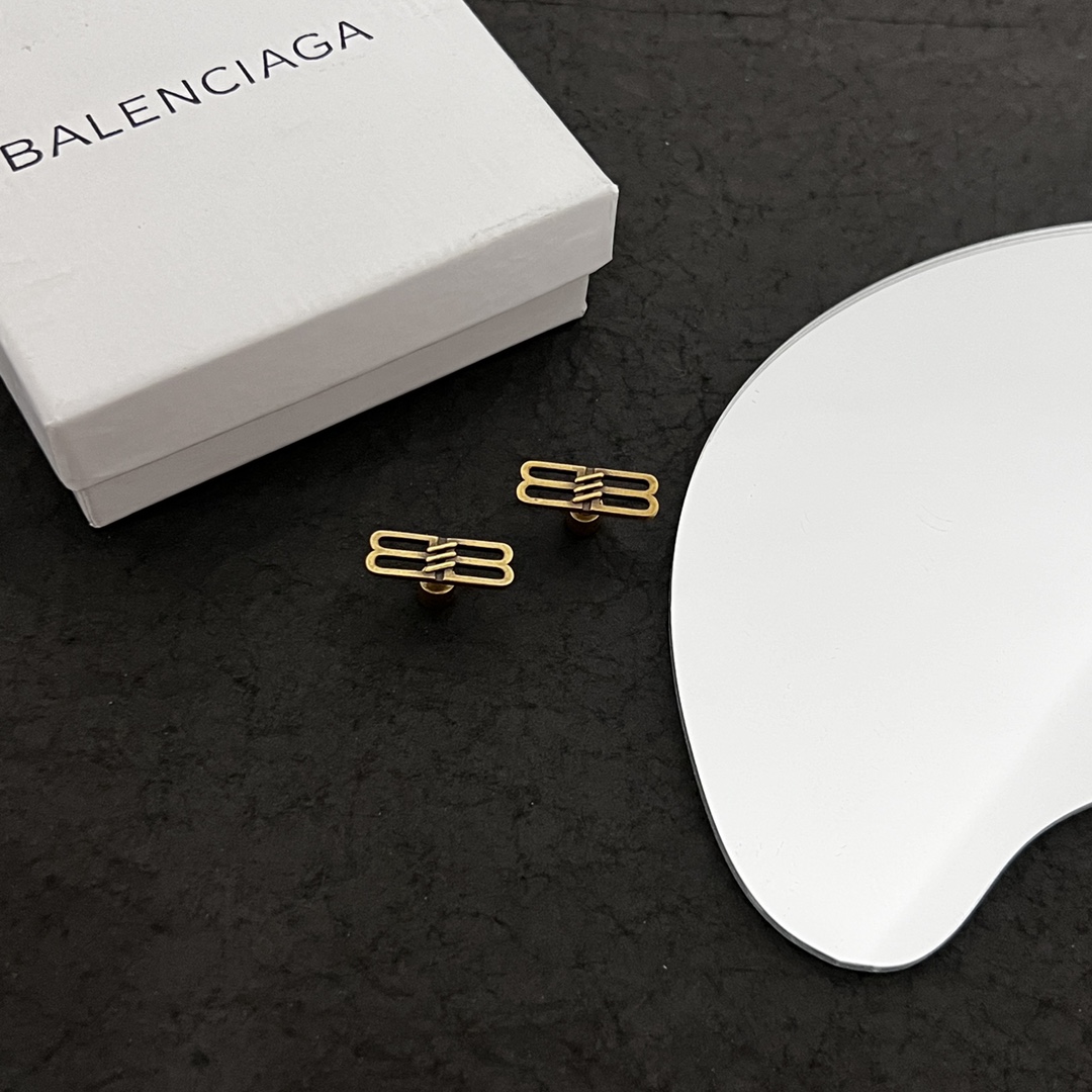 Balenciaga BB Icon Earrings In Aged-Gold Brass - DesignerGu