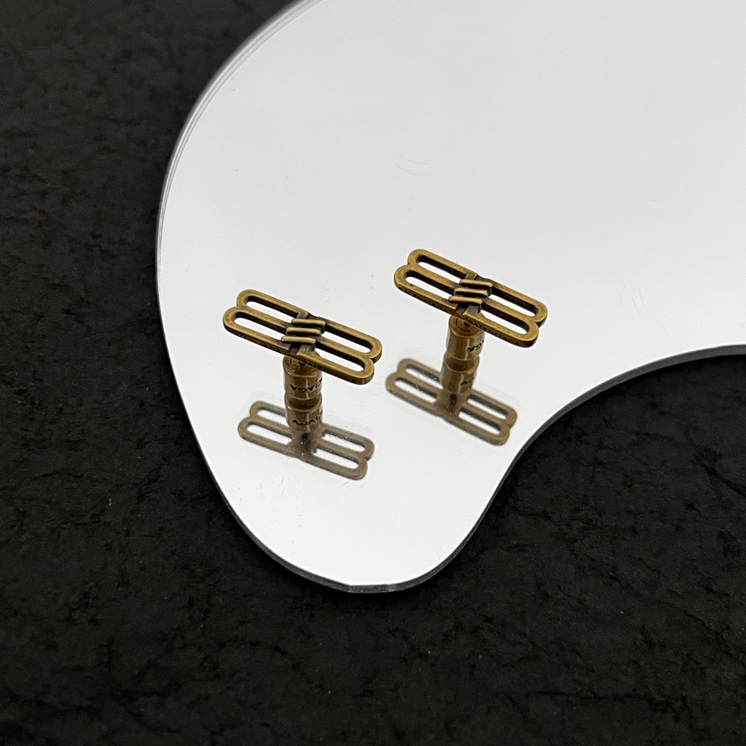 Balenciaga BB Icon Earrings In Aged-Gold Brass - DesignerGu