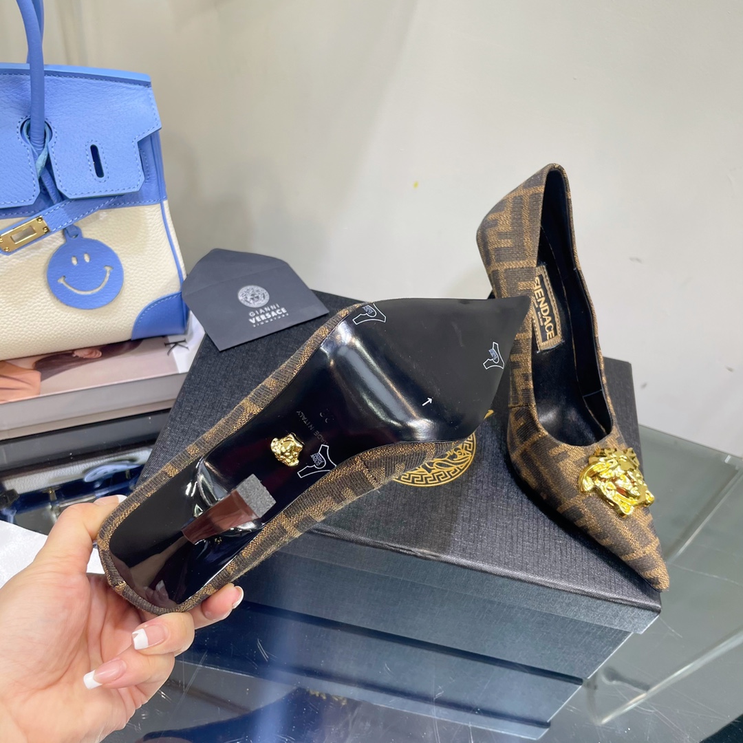 Versace x Fendi Fendace FF Jacquard Pumps - DesignerGu