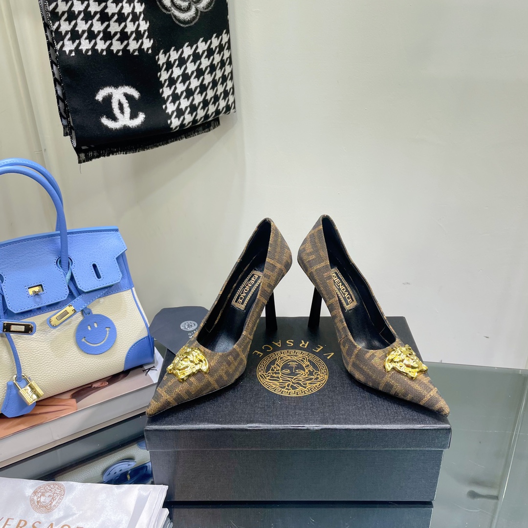 Versace x Fendi Fendace FF Jacquard Pumps - DesignerGu