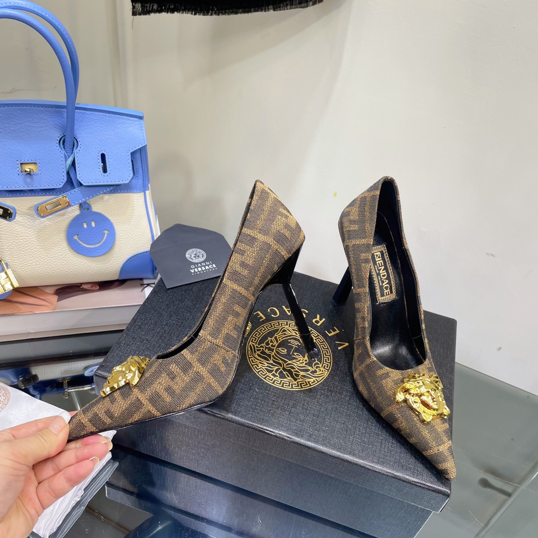 Versace x Fendi Fendace FF Jacquard Pumps - DesignerGu